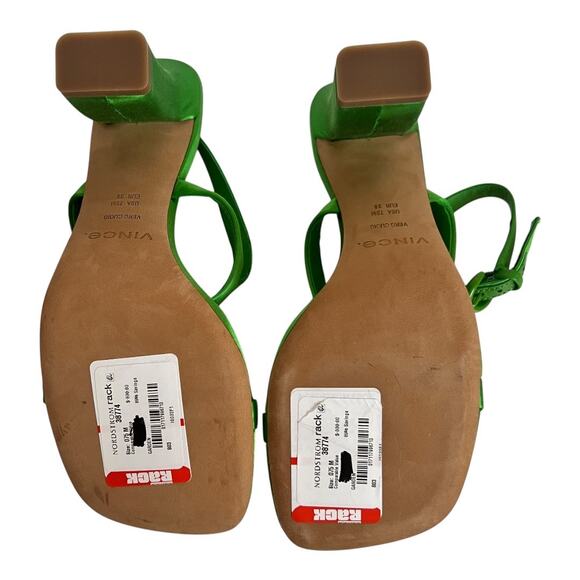 Vince Luella Satin Strappy Heel Sandals In Garden Green Size 38 EU - Picture 11 of 15